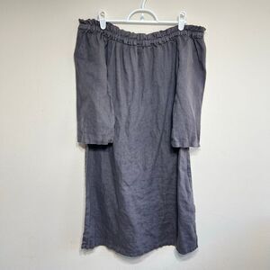 Allen Allen Gray Linen Dress Medium Women